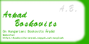 arpad boskovits business card
